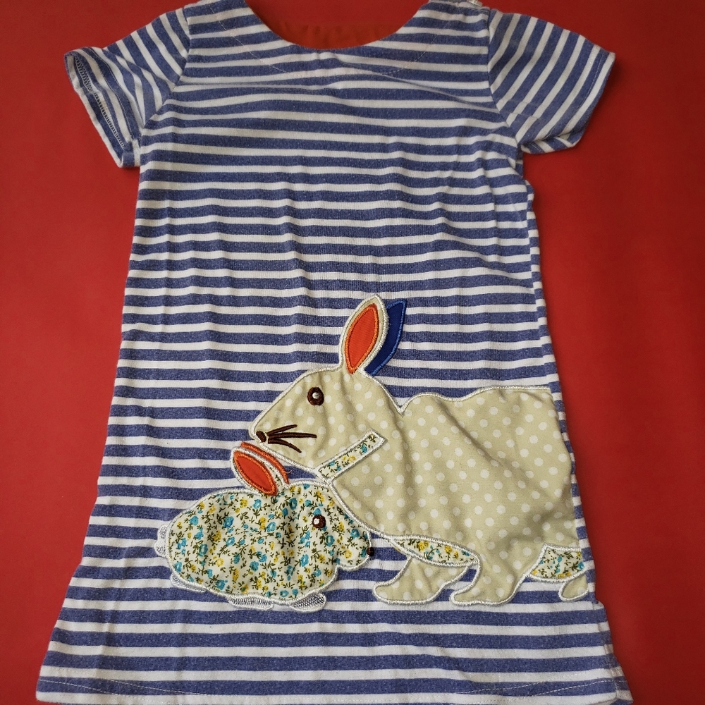 Mini Boden style striped bunny dress